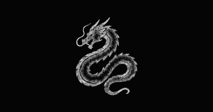 Sketch serpent dragon icon animation - smooth progressive reveal