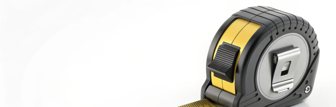 Measuring tape tool used in construction held by hand for precise measurement and accurate work on building projects with essential hand tool