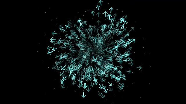 Cyberpunk Neon Teal Pixel Art Explosion Animation With Arrow Particles. 4k background motion videos 