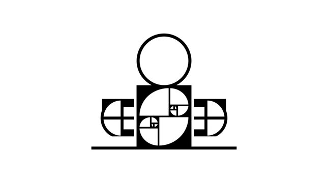 Abstract Golden Ratio Spiral and Geometric Shapes Logo