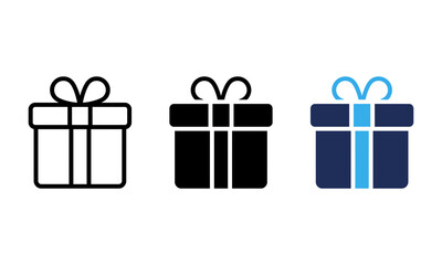 Fototapeta premium Gift box icons set with ribbon bow illustration for christmas branding.