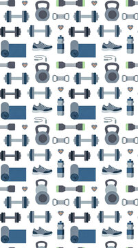 Flat Gym Equipment Pattern Background