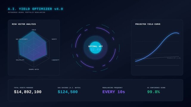 Artificial Intelligence Yield Optimizer Dashboard Displaying Financial Market Data Analytics Interface