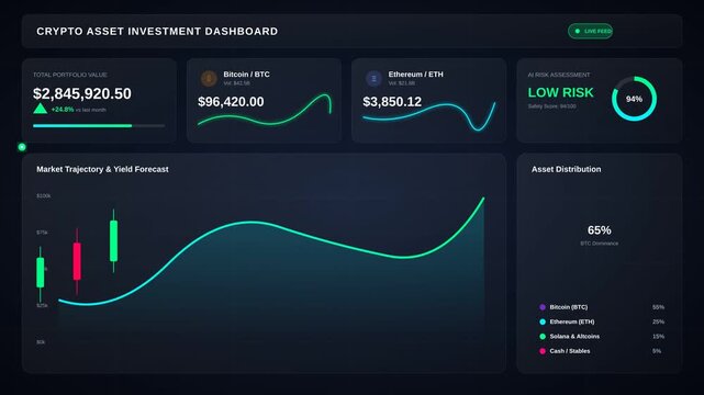 Crypto Asset Investment Dashboard with Market Trajectory Forecast and Portfolio Performance Metrics