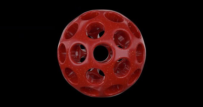 Seamless 360&deg; looping animation of an abstract geometric sphere with terrazzo-style speckled texture on a transparent background.
Perfect for tech branding, app intros, and modern motion graphics.