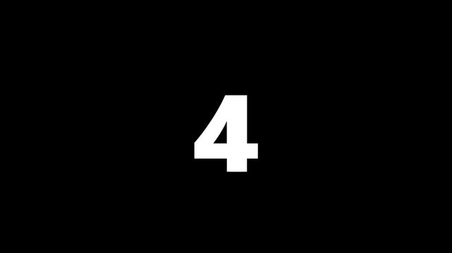 Modern 10 to 0 White Countdown Animation with Scaling Effect on Transparent Background