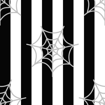 Black and White Striped Spider Web Halloween Background