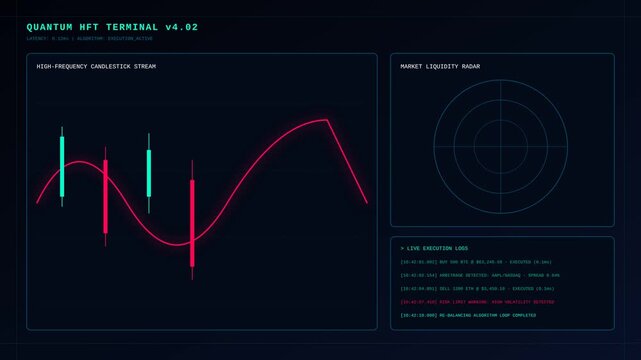 Quantum High Frequency Trading Terminal Interface with Real Time Financial Market Data Analytics