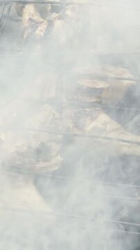 Grilled Chicken Pieces on Charcoal Grill