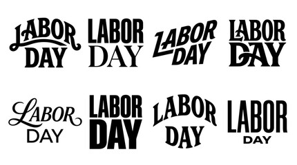 Obraz premium Labor day typography designs in various bold styles against a white background