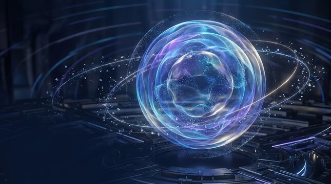 Abstract Glowing Orb with Swirling Energy and Futuristic Elements