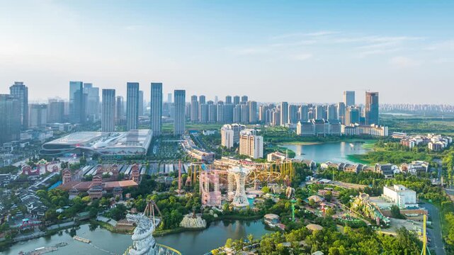 Hefei Sunac City Blue Sky Cloudscape Urban Timelapse