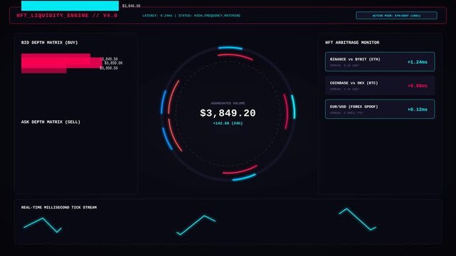 High Frequency Liquidity Engine Dashboard Display for Financial Market Data Analysis and Monitoring