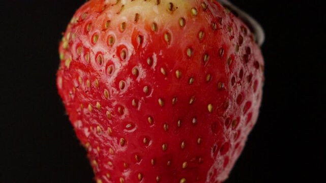 macro strawberry chocolate drip slow motion liquid cocoa delicious food lust