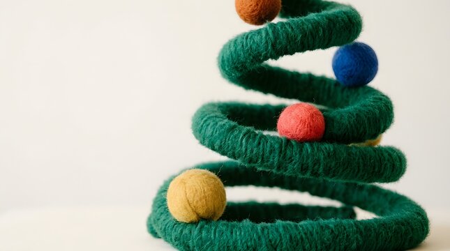Abstract Christmas tree made of stacked shapes or macarons in a bright environment
