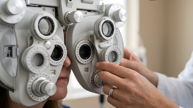 Optometrist performing eye examination