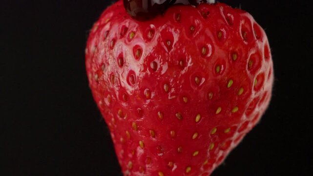 macro strawberry chocolate drip slow motion liquid cocoa delicious food lust