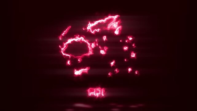 Neon Glowing Fiji Map Outline Motion Video Cyberpunk LED Country Border Loop Graphic