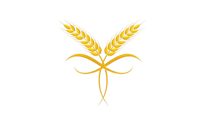 Golden wheat sheaf icon on white background