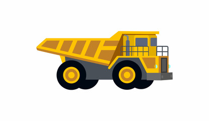 Naklejka premium Yellow Dump Truck Vector Illustration Heavy Mining Vehicle Isolated on White Background