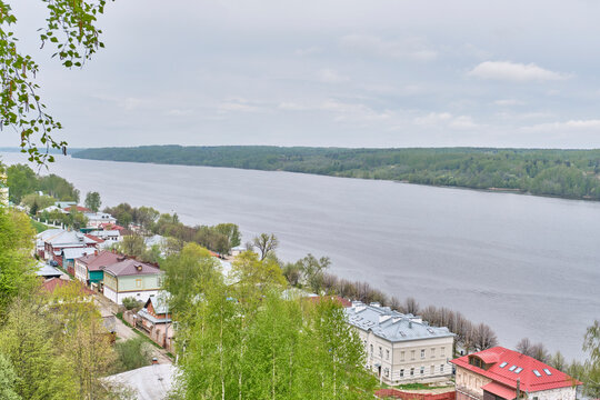 Panoramic View of Volga River and Town of Ples in Russia