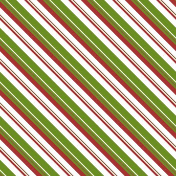 Christmas Green Red and White Diagonal Stripe Seamless Pattern