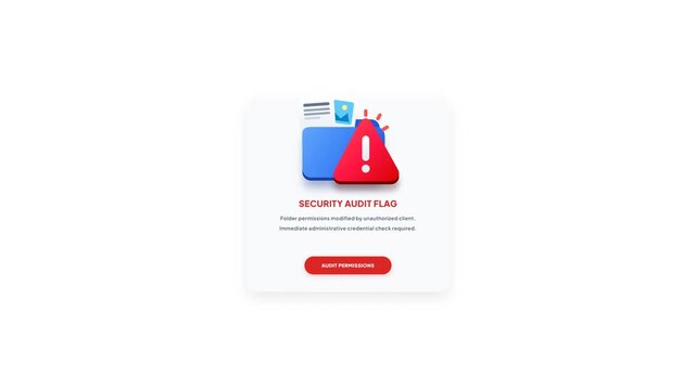 Security Audit Flag Unauthorized Access Alert UI Card Pop Up Animation Motion Graphic 4K