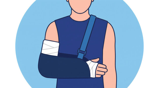 Man with Injured Arm in Sling and Bandage Illustration