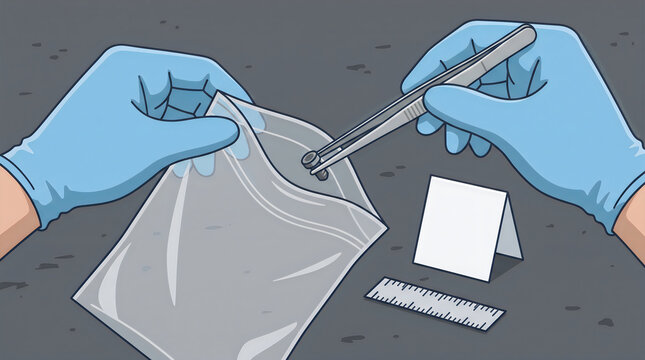 Forensic investigator collecting evidence at a crime scene