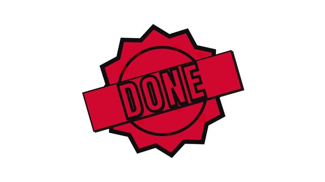 Red done stamp labels set for task completion with set three identical