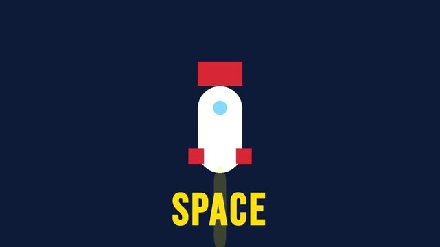 Minimalist retro rocket ships ascending against a dark blue background