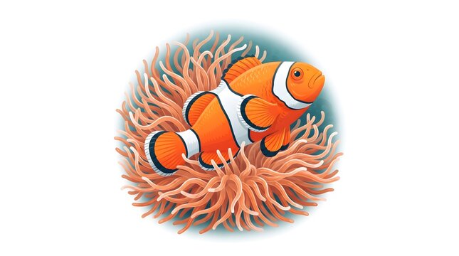 Clownfish Anemone Tentacle Stripe Texture &mdash; Orange White Teal Marine Detailed Vector