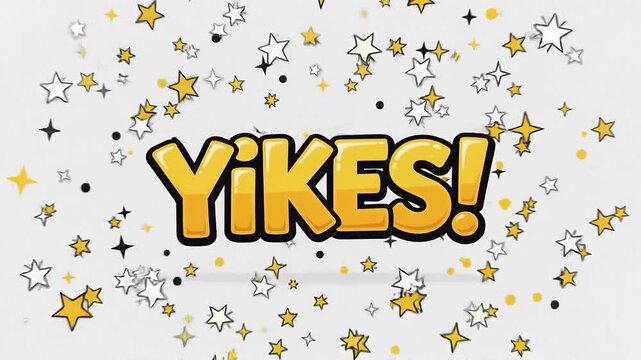 Comic book style yikes expression animated graphic set with typography