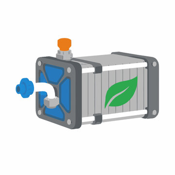 Green energy hydrogen fuel cell module vector illustration isolated on white background for clean technology concepts