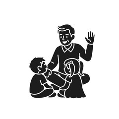 Father Telling Stories to Small Children
