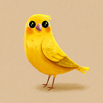 Cute yellow canary bird illustration