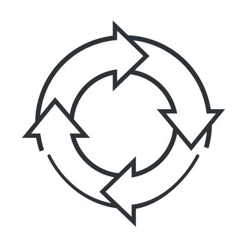 Circular four arrows flow cycle diagram icon.