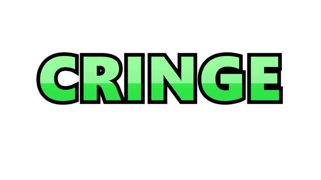 Three repeating cringe word text elements isolated on white background