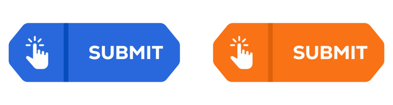 Blue and Orange Submit Form Button Set Isolated on Transparent Background