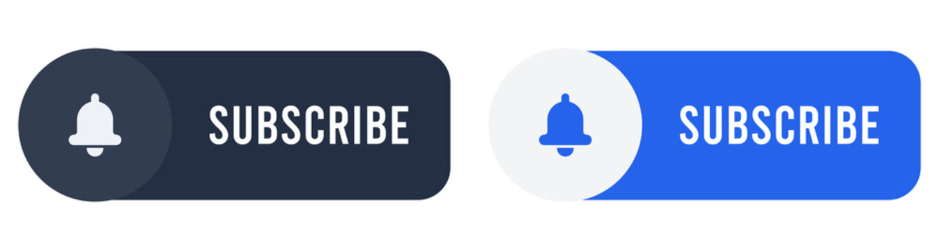 Dark Blue and Blue Subscribe Button Set Isolated on Transparent Background