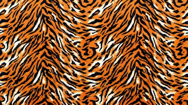 seamless tiger stripe pattern background with orange black and white animal fur texture for fashion textile print and graphic design