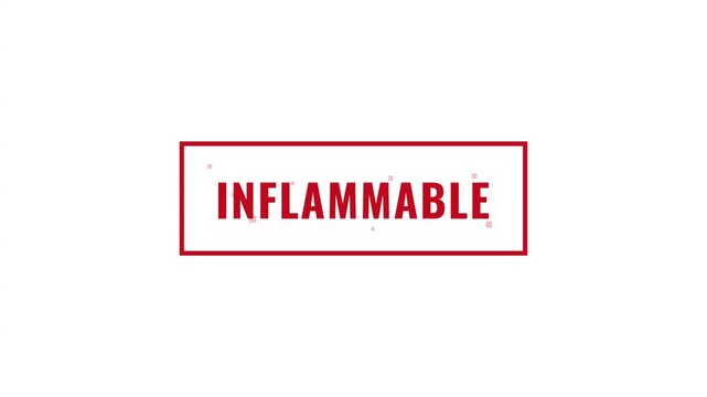 Three repeating red inflammable warning signs isolated with industrial