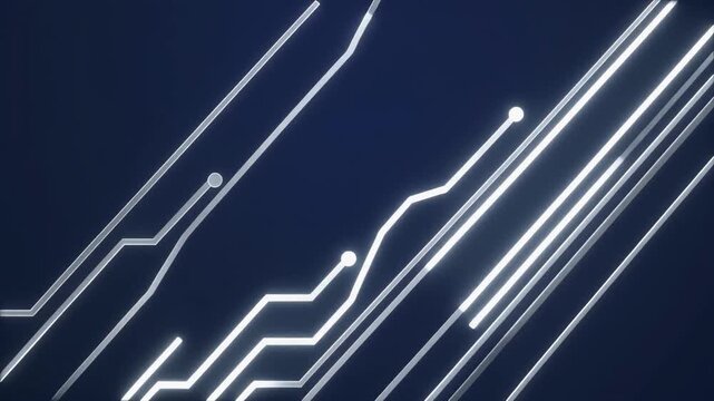 Silver-White Circuit Trace Lines, Sleek Technical Abstract Background Concept