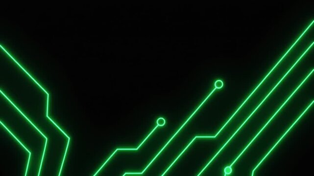 Green Circuit Trace Lines, Futuristic Technical Abstract Background Concept
