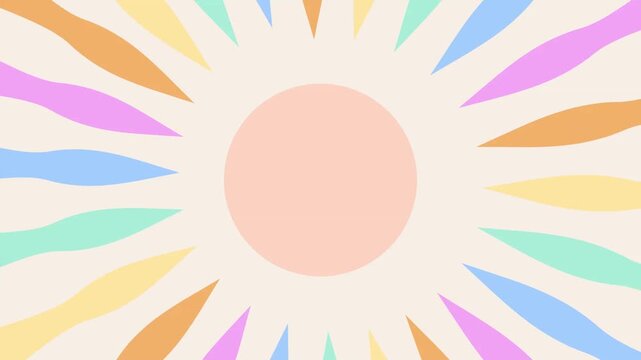 Retro psychedelic sunburst pattern seamless looping motion background