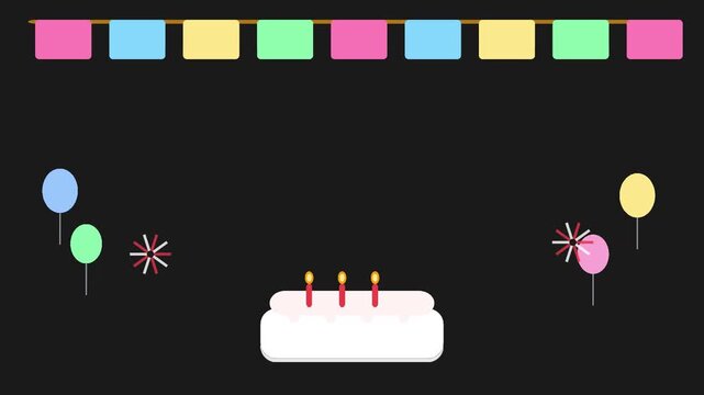Colorful birthday party elements with displays repeating pattern