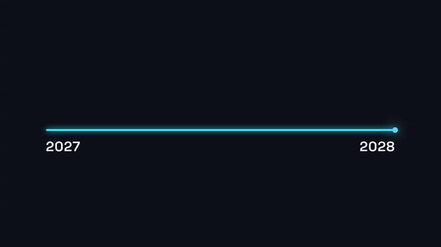 Digital progress bar timeline animation representing year transition