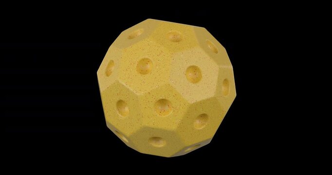 Seamless 360&deg; looping animation of an abstract geometric sphere with terrazzo-style speckled texture on a transparent background.
Perfect for tech branding, app intros, and modern motion graphics.