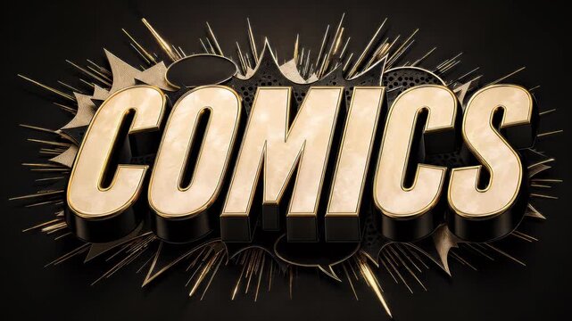 Luxury COMICS Word Pulsing with Powerful Heartbeat Motion and Golden Light Animation
