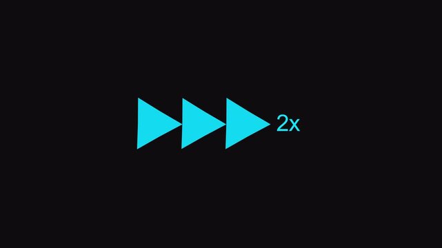 2x Speed Fast Forward Icon Seamless Loop Animation  on Transparent Background, Video Player Skip Forward UI Motion Graphics Element with Alpha Channel  in 4K 